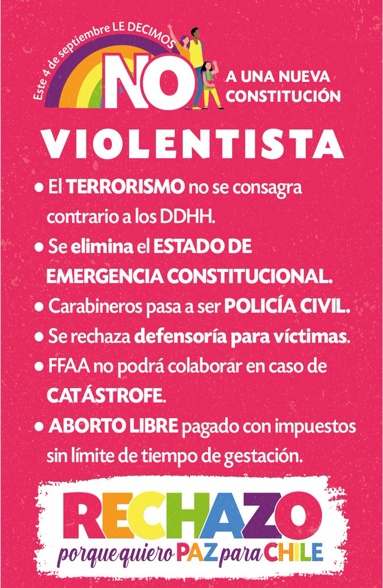 MaturanaRM's tweet photo. Por qué #Rechazo? Aquí un resumen de las razones que justifican el #RechazoLaDestruccionDeChile https://t.co/k6h6MXCQQw