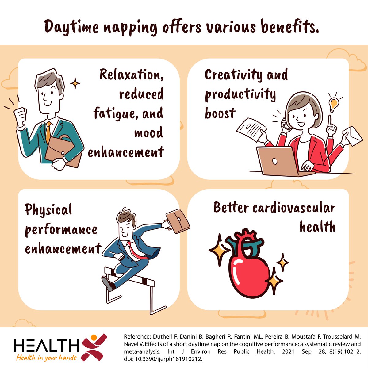 My_Health_X's tweet photo. Do you like to grab an afternoon snooze? The good news is, afternoon naps can recharge a weary body and boost cognitive performance.
#HealthX #HealthMatters #Nap #DaytimeNap #Sleep #SleepMedicine #CognitivePerformance #Memory #Alertness #ExecutiveFunctions #BrainHealth #Health https://t.co/59OZMgbwrU