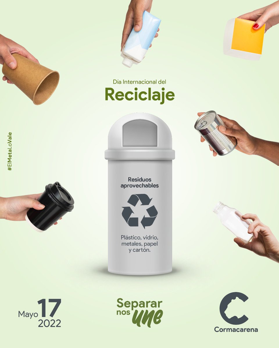 CORMACARENA's tweet photo. Y que mejor fecha que el Día del Reciclaje para aprender a separar correctamente los residuos en casa ♻️.
Este es el momento de cambiar nuestros hábitos para conservar la vida del planeta, reducir la contaminación y mitigar los efectos del cambio climático.
#ElMetaLoVale https://t.co/Le1ep8UQ0V