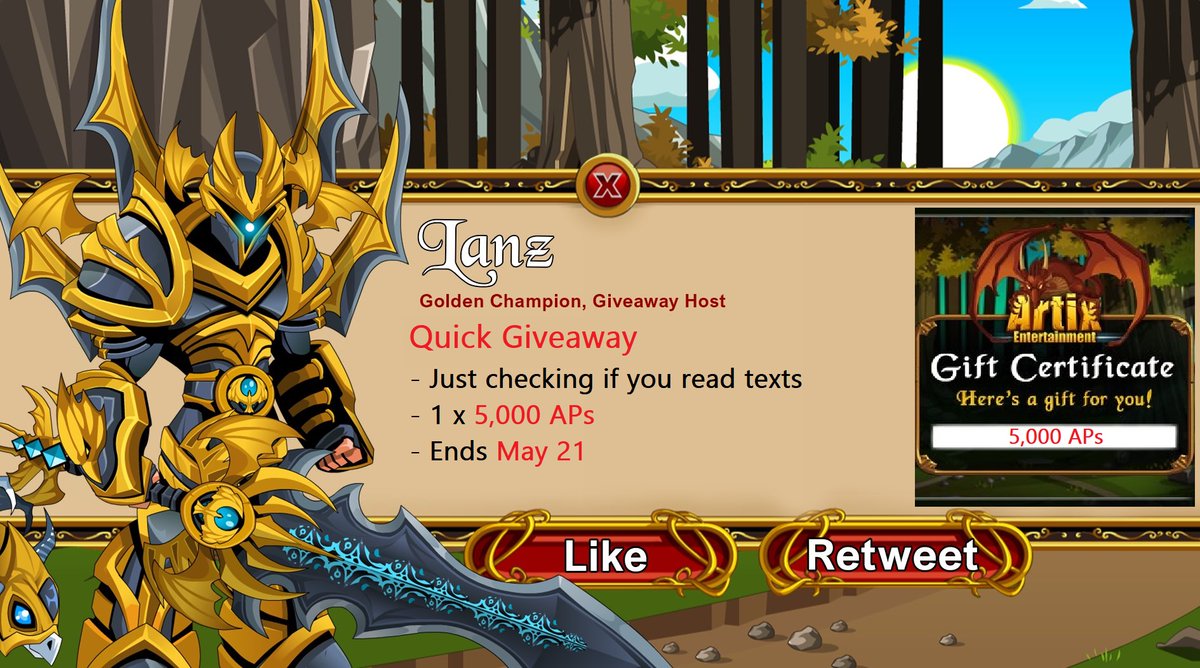 📢 Quick Giveaway

Prize:
- 5,000 APs

Mechanics:
- Retweet and Like
- Open for all
- This is not a Giveaway
- Ends May 21

Goodluck! 🥃