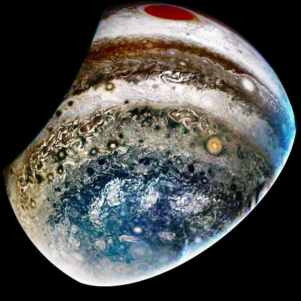 JupiterBits's tweet photo. A bit of #Jupiter (@NASAJuno / @SwRI / MSSS / Gloria Nesiem) https://t.co/sAOQabX0BJ