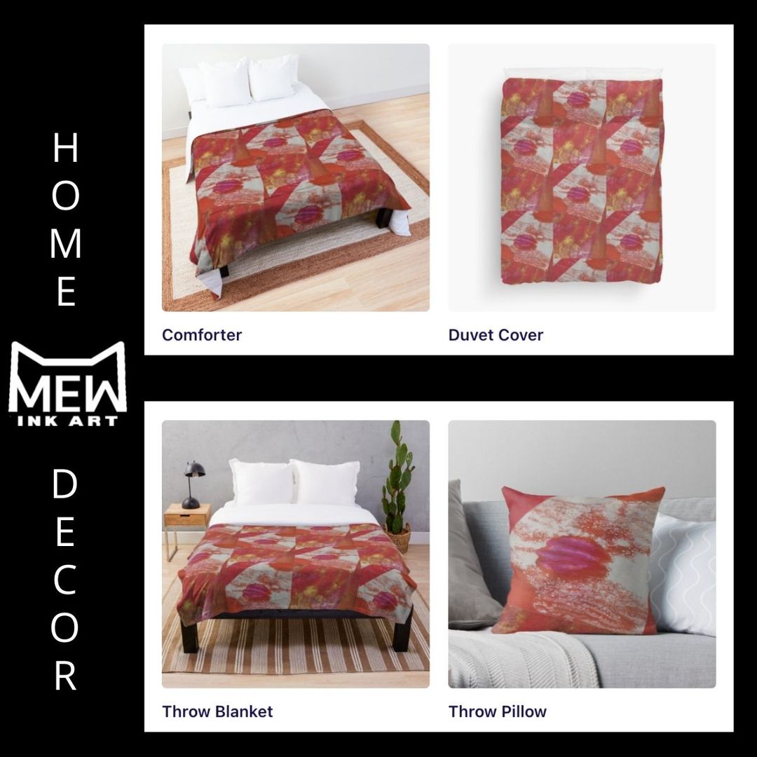ink_mew's tweet photo. All of our designs start on paper with paint and ink! Some are collaged to creat a finished design. We love seeing all the items our designs can be put on! #abstractart #mixedmedia #collage #monoprint #homedecor #wearableart #artwork #art #MewInkArt https://t.co/RXa3p00DqM https://t.co/CIaBPsn7Qy