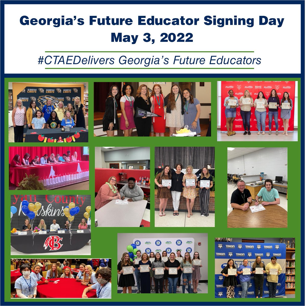 GeorgiaCTAE's tweet photo. #CTAEDelivers Real Opportunities for College and Rewarding Careers! #gaeducatorssigningday22
#gafutureeducator https://t.co/09CmqvzB0a