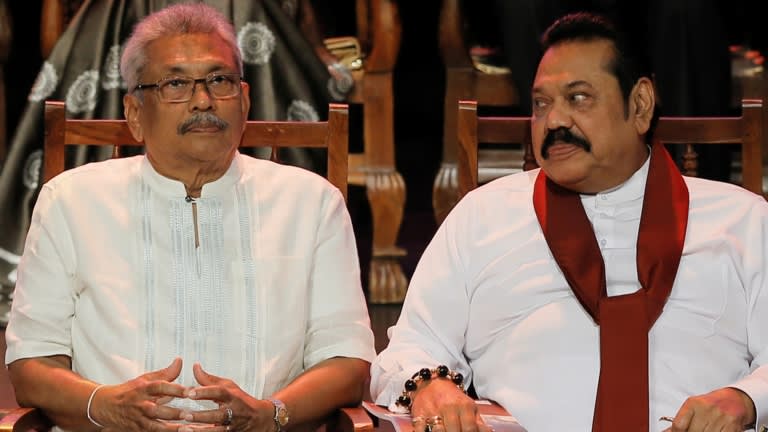 NewsCurrySL's tweet photo. Rajapaksas Surprised To Discover You Can Tell The Truth On TV. #lka #NewsCurry. https://t.co/VVyPXLplBi