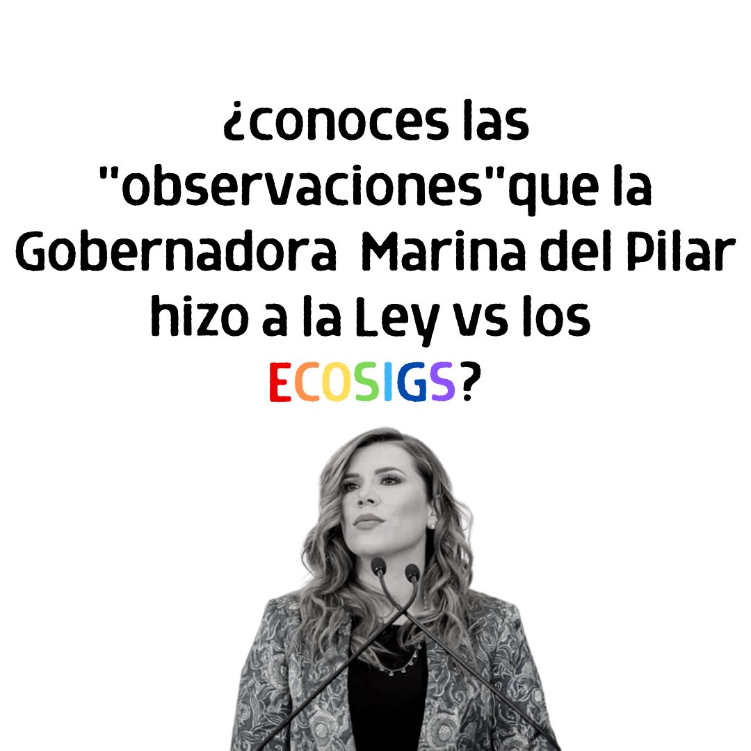 En el marco del #IDAHOT la gobernadora <a href="/MarinadelPilar/">Marina del Pilar</a> manda un paquete de modificaciones al proyecto de #ECOSIGS que atentan contra los derechos de la comunidad LGBTQ+. 🏳️‍🌈🏳️‍⚧️

#MarinaNoEsAliada
#NadaQueCurar
