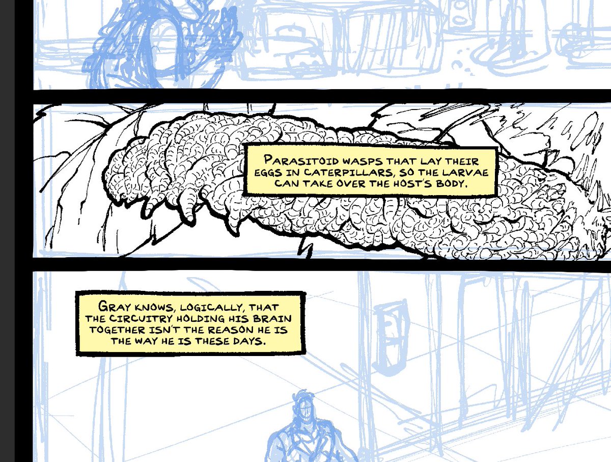 *creates sexy biker comic*
*writes about sexy main character imagining his brain is full of wasp larvae*