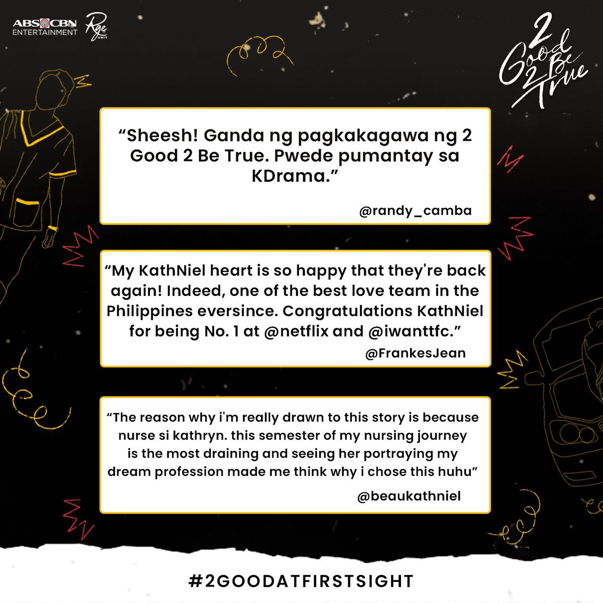 2G2BTabscbn's tweet photo. It’s a successful heist for Eloy, but a strange night para kay Ali! Maraming salamat, mga Kapamilya sa pagtutok sa #2GoodAtFirstSight 🧐

#RGEUnit #KathNiel https://t.co/QxC0R6xzqj