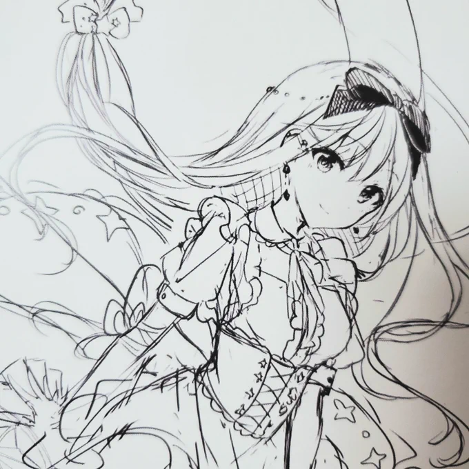 去年描いたアリスのラフ出てきたんだけどあまりにも顔が良くて震えてる 