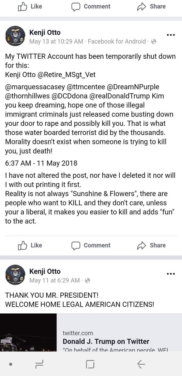 WashoeSave's tweet photo. A few more #voteforotto once public, now deleted tweets.  Say no to Kenji Otto for #washoe County Clerk. Trigger warning: racism, Islamophobia https://t.co/G6dPfnk4r1
