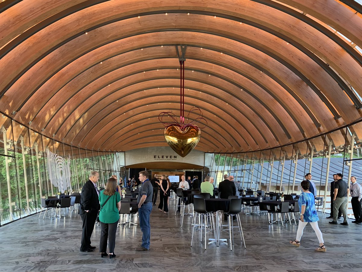 IAVMRegion6's tweet photo. The #IAVMRegion6 Biennial Conference has officially kicked off with our opening reception at @crystalbridges! Thank you again to @HKSArchitects for sponsoring the evening & @bentonvillecvb for having us. Looking forward to venue tours & sessions tomorrow! #BlazeYourTrail https://t.co/CJxPRnRJ9S