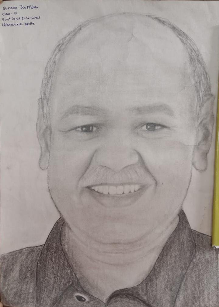 gcssspv's tweet image. Sketch of our honorable deputy cm and education minister  Shri Manish Sisodia Ji @msisodia ji made by Jai Mishra a student of class 9-C at Govt. Co-Ed Sr. Sec. School (1002351), Preet Vihar, Delhi-92 @Dir_Education @gcssspv #MissionBuniyaad #SummerCamp