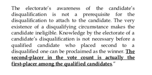 rapplerdotcom's tweet photo. @lianbuan Battle for Te's group is convince SC justices to appreciate facts and laws differently than Comelec did. Official request is to TRO canvass, and declare the candidacy void. But there's unofficial request made by citing Maquiling vs Comelec: declare the second placer the winner. https://t.co/kZcIRXFdHe