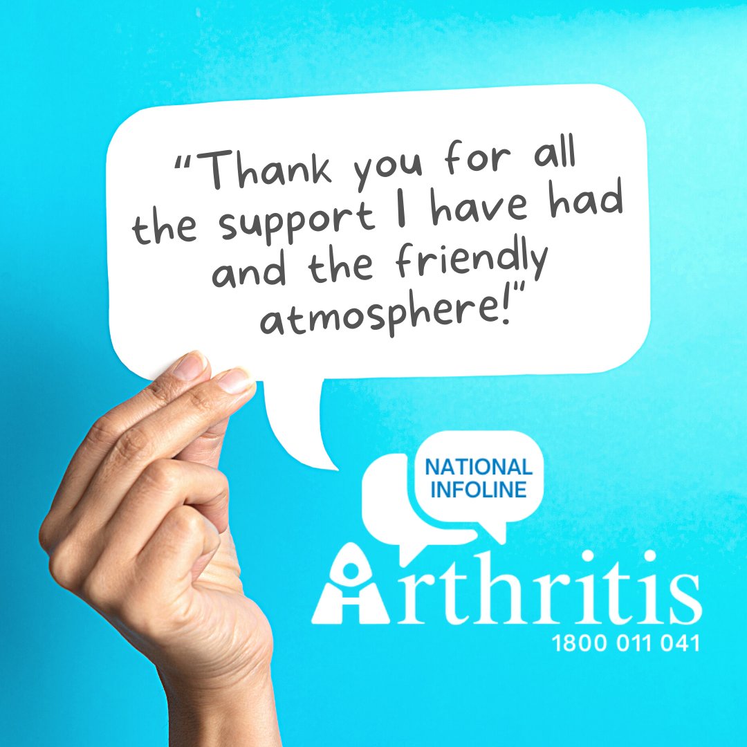 ArthritisAust's tweet image. Call the Arthritis Infoline 1800 011 041 to get answers to your arthritis-related questions!

More info: arthritisaustralia.com.au/get-support/in…

#arthritis #arthritisinfoline #arthritishelp #arthritissupport #arthritistreatment #jointpain