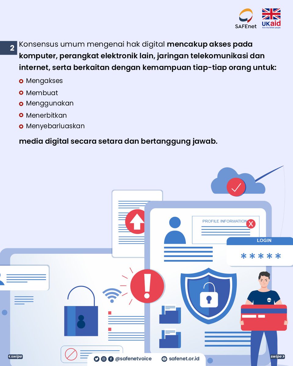 safenetvoice's tweet photo. Kita semua punya hak digital.
Tanpa terkecuali.
Termasuk anak-anak, orang lanjut usia, penyandang disabilitas, dan berbagai identitas lainnya.
Kunjungi https://t.co/ozsnzE1G9k untuk info seputar #HakDigital
#SAFEnet https://t.co/4HHqsPxWnt