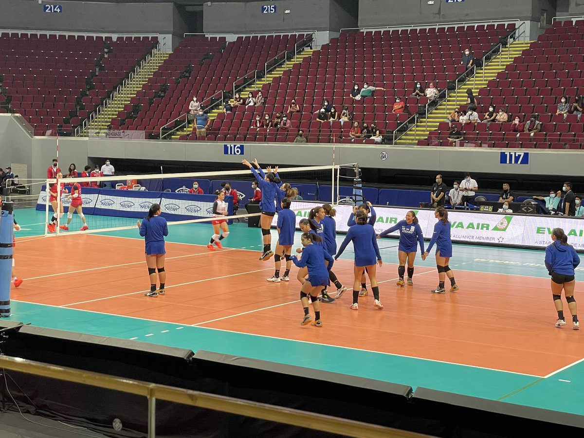 Gap_TheGUIDON's tweet image. Looking to follow through with their momentum after back-to-back wins last week, the Blue Eagles warm up for their match against the UE Lady Warriors.
@TheGUIDONSports
#UAAPVolleyball