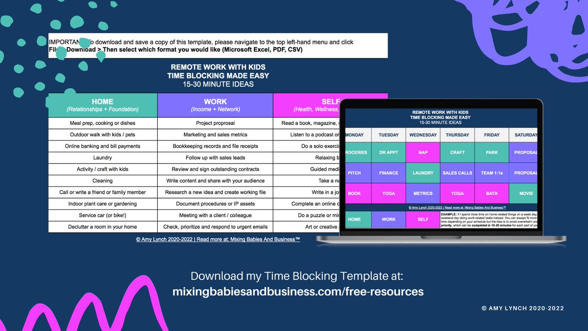 I created a free #remoteworkwithkids time blocking template to help other parents. You can get a free copy to use in Excel/Sheets and experiment with your workflow. 

Happy planning! ⬇️
…gbabiesandbusiness.vipmembervault.com/products/cours…

<a href="/RunningRemote/">Running Remote</a> #mixingbabiesandbusiness #remotework #parenthood