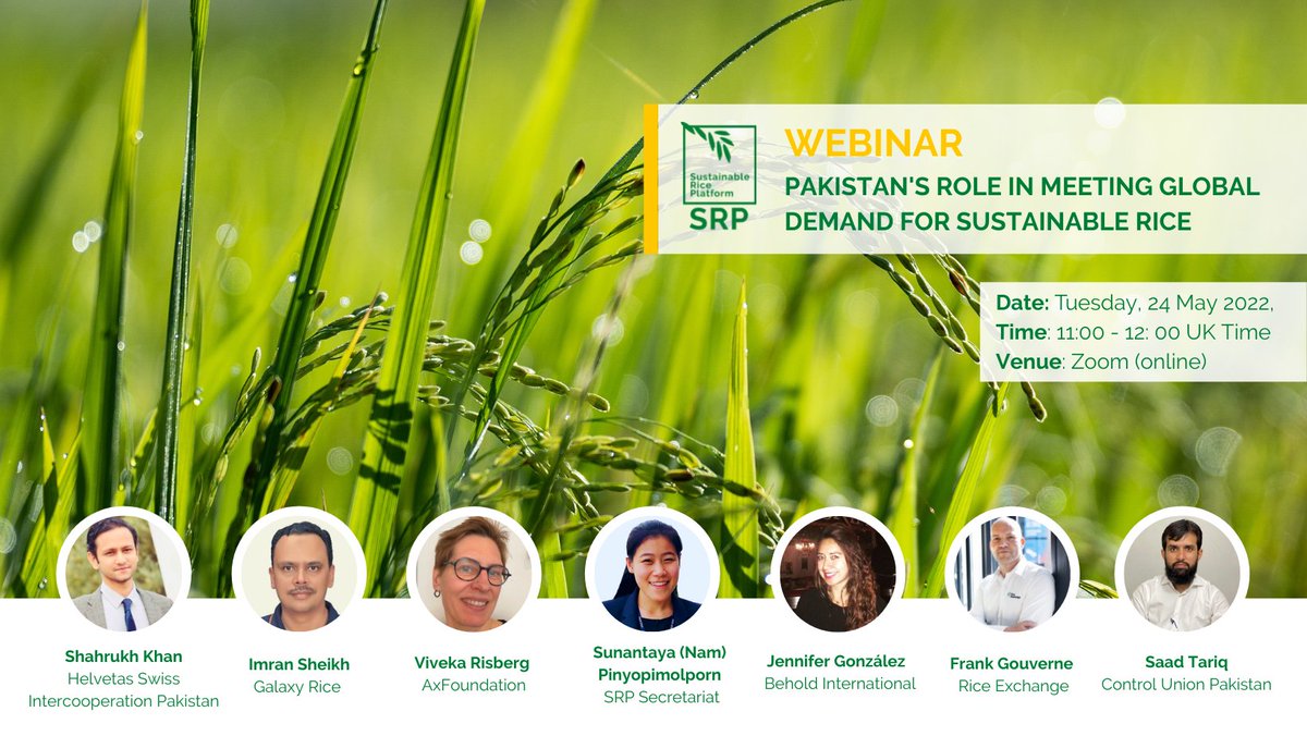 SRP_Rice's tweet photo. 📢 Join our #webinar next week and discuss how Pakistan can contribute to meet the increasing global demand for #sustainable #rice.

Don’t miss your chance to join the conversation and register now: https://t.co/DcZlRxU0sR.
 
Date and time: 24 May 2022, 17:00 -18:00 ICT (GMT+7) https://t.co/o38Nj1r8IQ