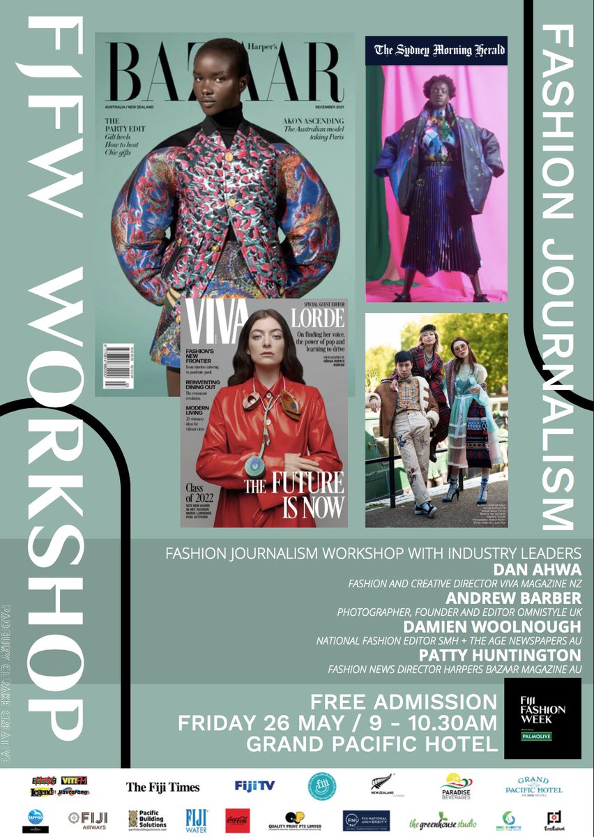 The best fashion editors &amp; photographers from Australia &amp; New Zealand will be covering <a href="/FijiFashion/">Fiji Fashion Week</a> and they have time to run quick workshops with #Fiji content creators! Writing workshop is free (thank you sponsors) but photography isn’t. DM me if you want to attend! #FJFW2022