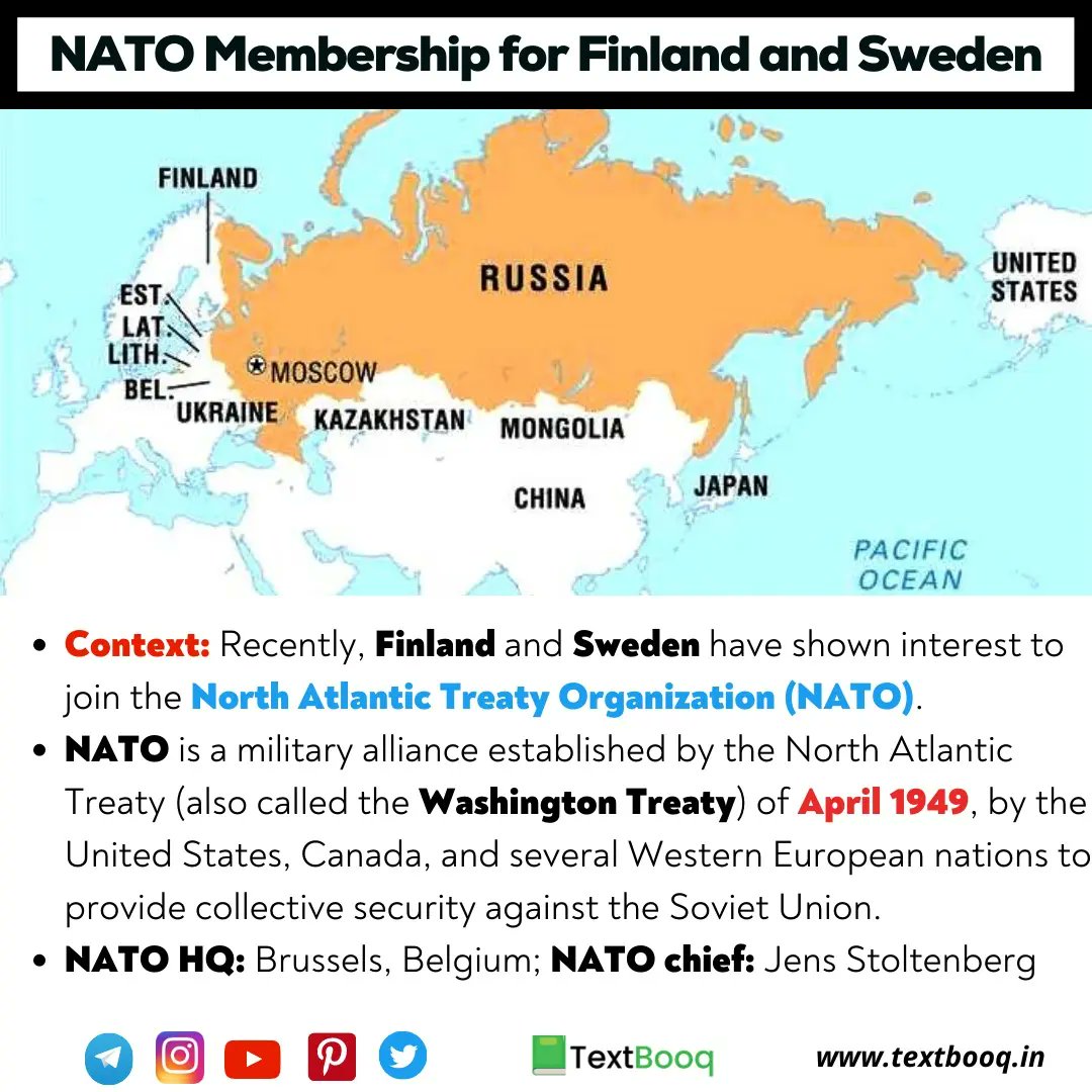 textbooq's tweet photo. There are currently 30 member states, with North Macedonia becoming the latest member to join the alliance in 2020.
#NATO 
#Finland 
#currentaffairs 
#upscprelims https://t.co/ZS5H5uM0Lq
