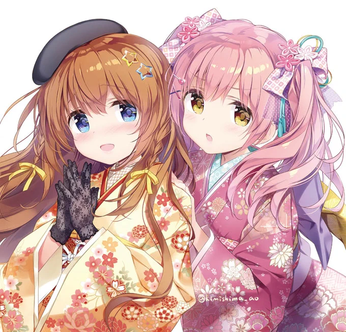 🌸ちょこっとドリンク紹介🌸
かなえ&このみのコンビはお揃いの和傘を添えたドリンク。さっぱりとした和風のフルーツジュースに、イチゴ×ピーチのミルキィジュースです♪ #喫茶小春茶屋 