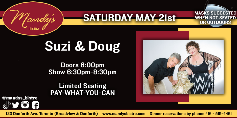 SuziDougMusic's tweet photo. #Supportlivemusic this #saturdaynight at Mandy's Bistro (@120Diner).  #danforth #dinner #cocktails #jazzmusic #bluesmusic #pwyc #whatsnottolove https://t.co/mTx0z4K9ld