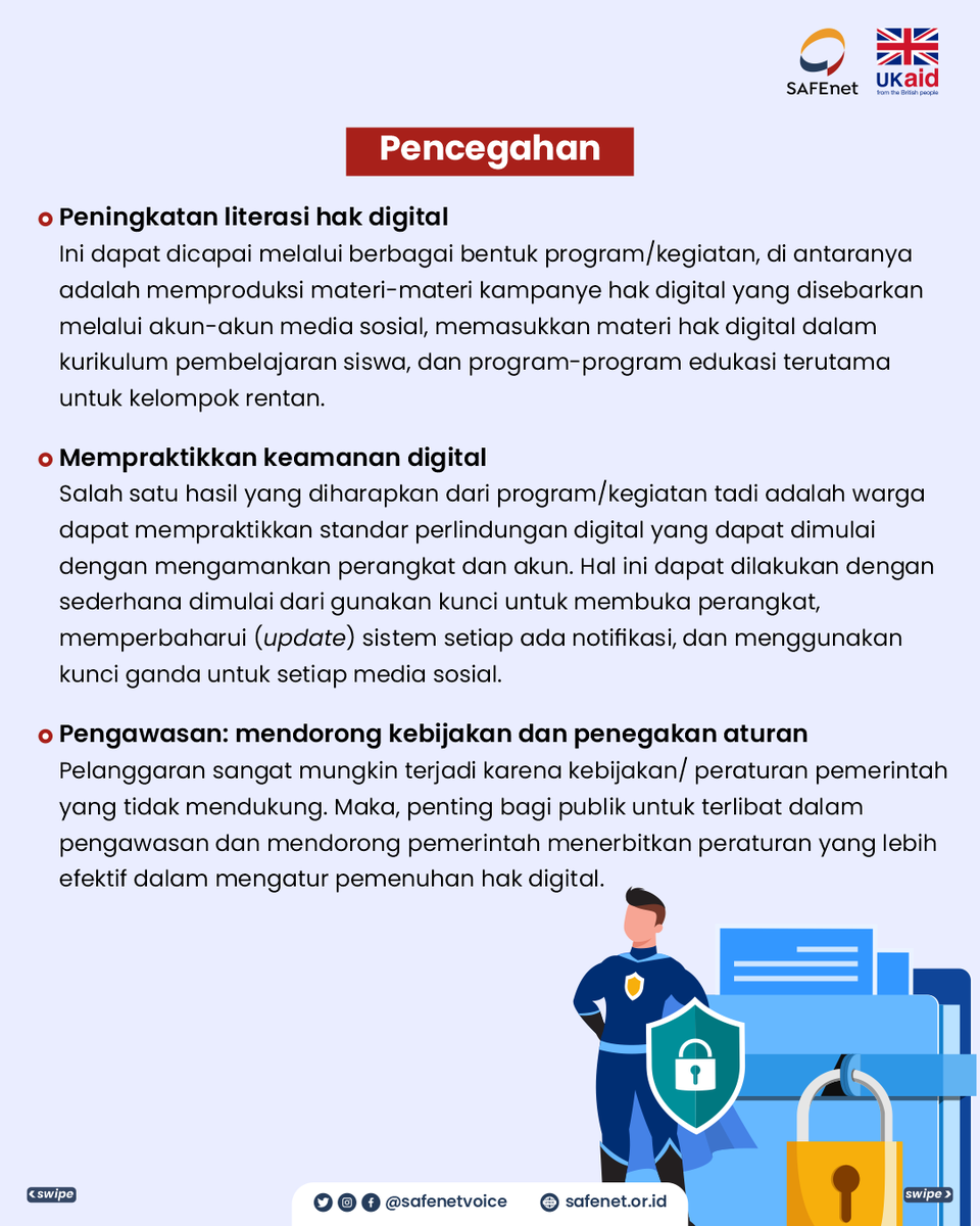 safenetvoice's tweet photo. Apa yang bisa dilakukan jika hak digital kita dilanggar?
Kunjungi https://t.co/ozsnzEjhxU untuk info seputar #HakDigital
#SAFEnet https://t.co/JgrdiQLG0O