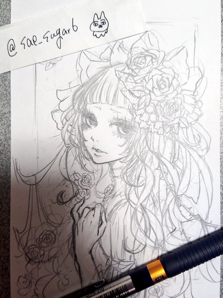 ポストカードサイズの下書き出来た 