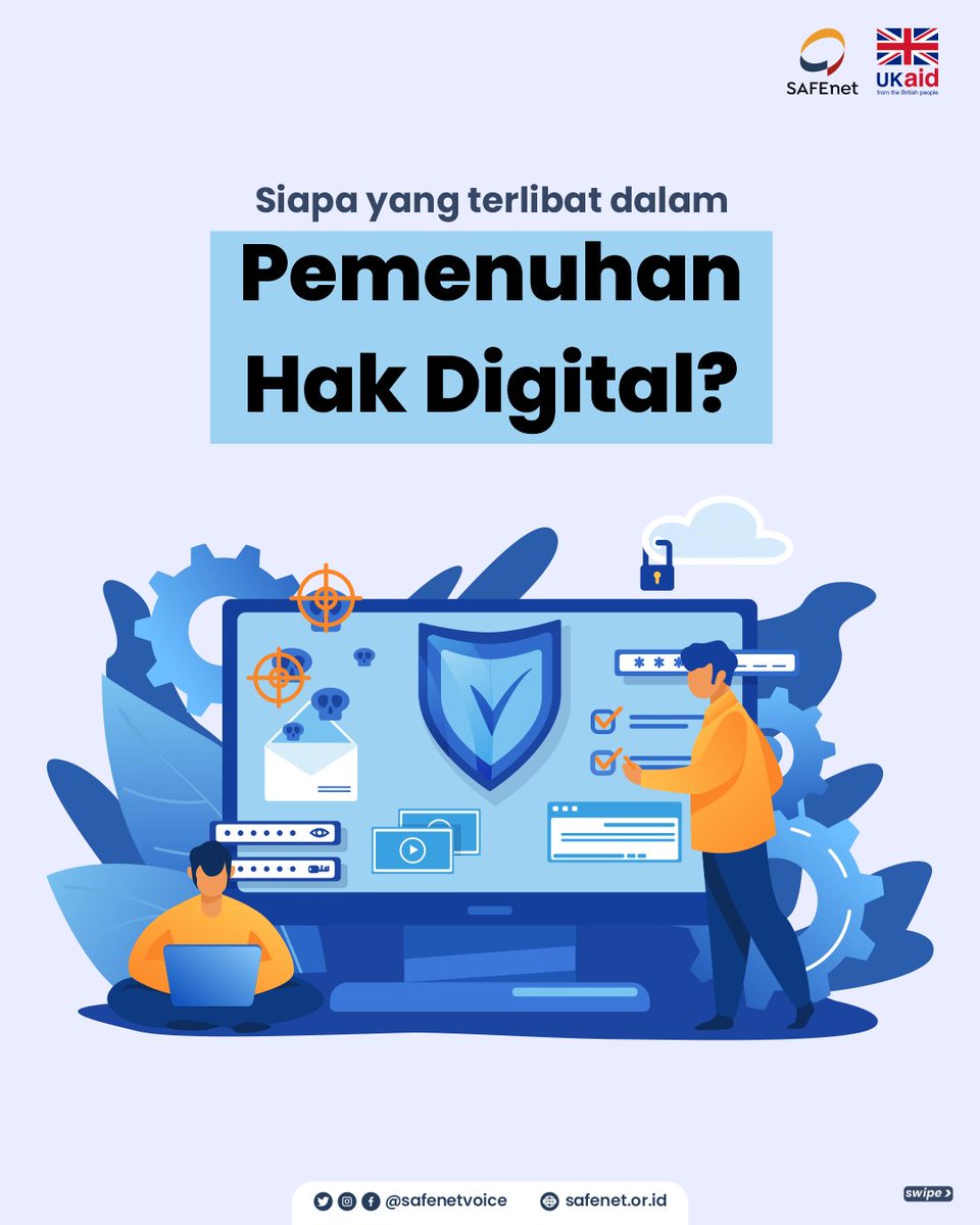 safenetvoice's tweet photo. Siapa yang terlibat dalam pemenuhan hak digital?
Kunjungi https://t.co/ozsnzEjhxU untuk info seputar #HakDigital
#SAFEnet https://t.co/7w2oXdde6g