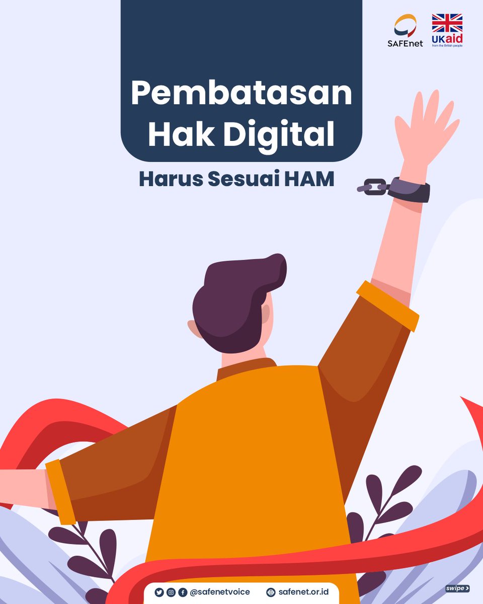 safenetvoice's tweet photo. Pembatasan Hak Digital Harus Sesuai HAM
Kunjungi https://t.co/ozsnzEjhxU untuk info seputar #HakDigital
#SAFEnet https://t.co/HXn6jebH6l