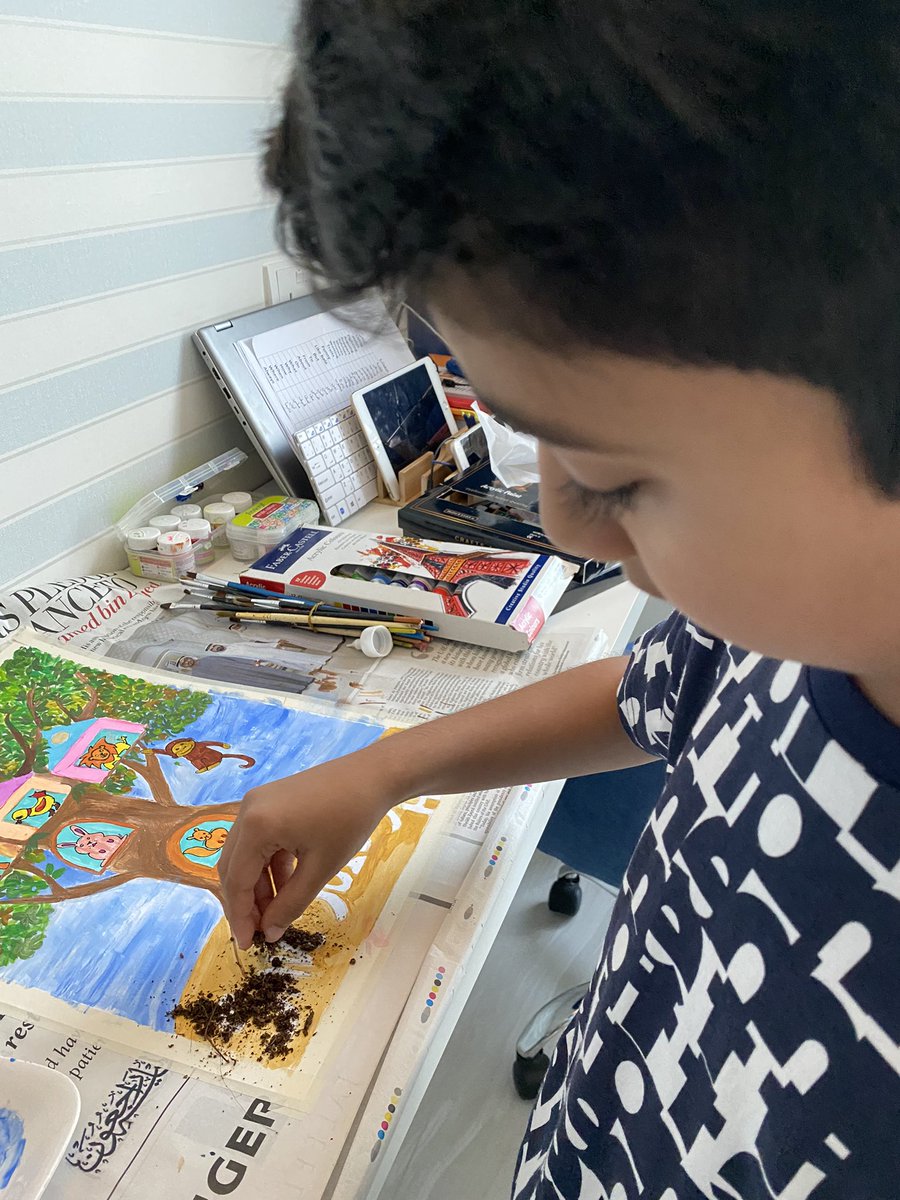 Avaniparikh1's tweet photo. Art work done!! Bravo my boy🎨👏🏻#SaveSoilAtUNCCD #artwork @GMA_ICSE @GMA_Primary @PreetiBrown https://t.co/04EeAKNRtw