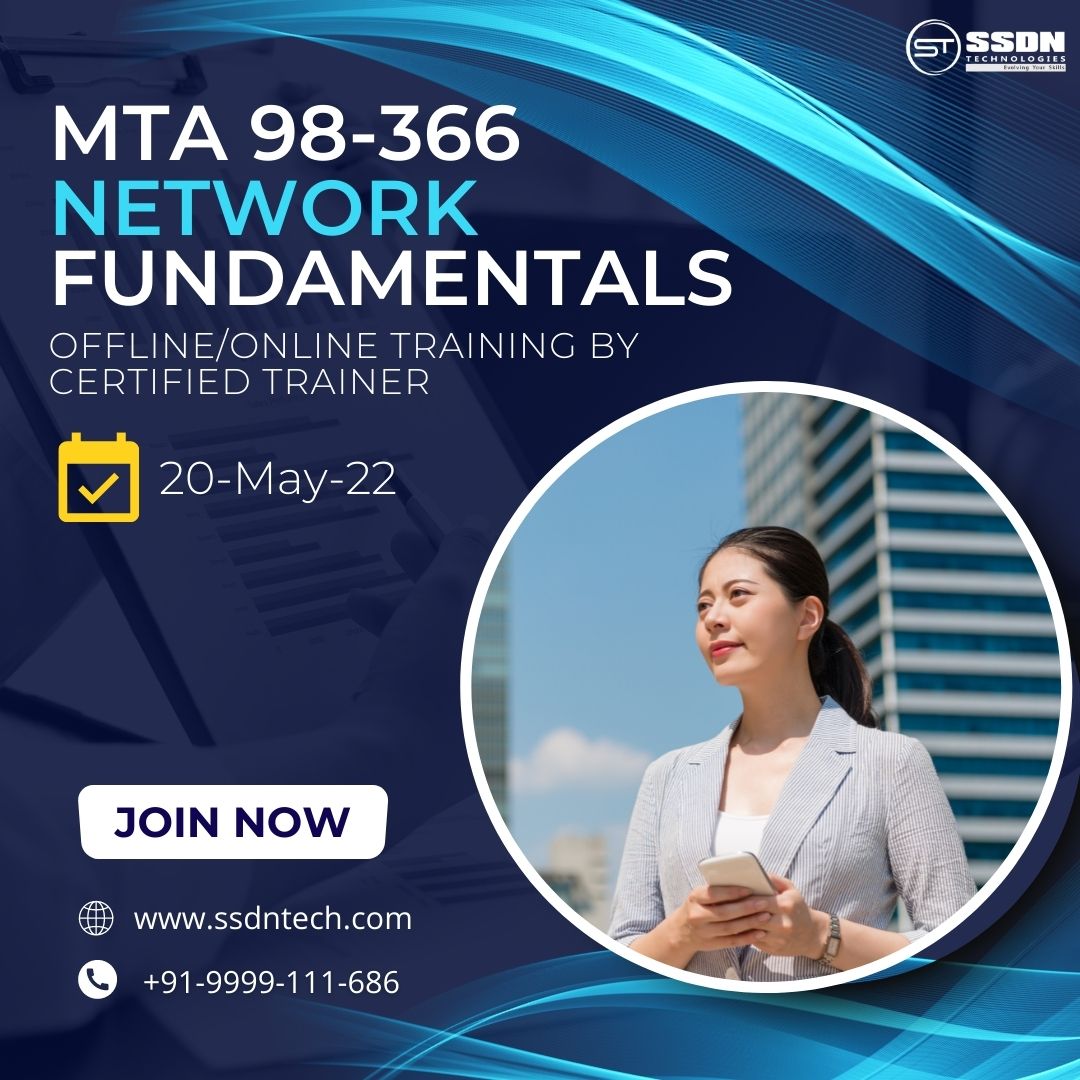 ssdntechnologie's tweet image. MTA 98-366 Network Fundamentals course will teach you every concept you need to know to pass the Microsoft MTA 98-366 Network Fundamentals Certification Exam.
Call/WhatsApp now to get the details: +91-9999-111-686
#mta #networkfundamentals #miscrosoftpartner #mtacourse