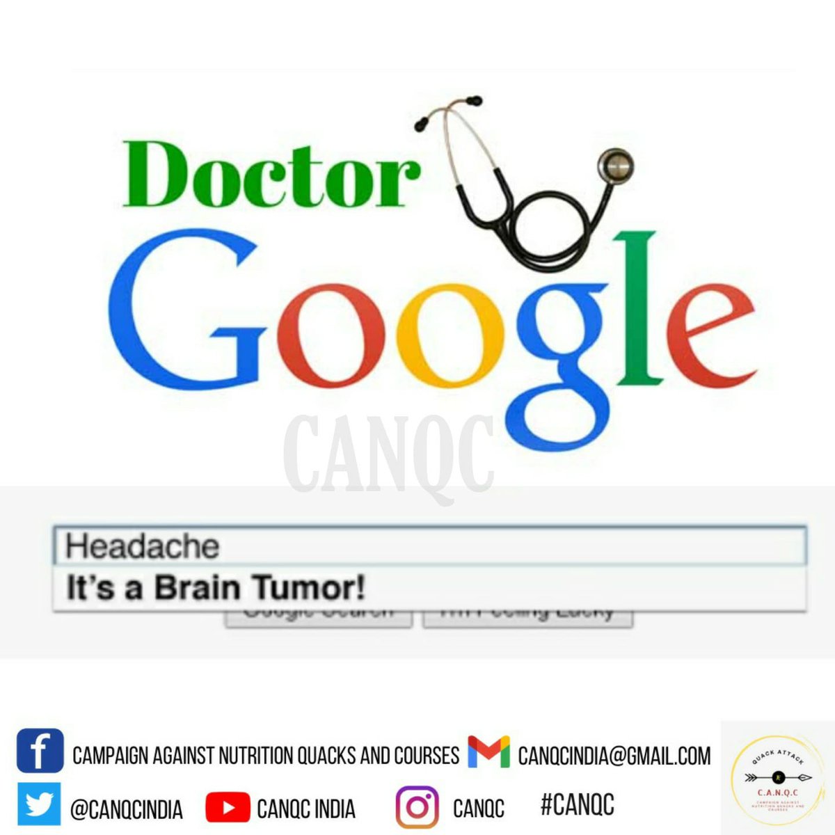 CANQCINDIA's tweet photo. #Doctor I m getting headaches. I need an urgent MRI. Pl suggest a cheap place where I can get it done asap. U know these investigations cost a lot nowadays. I've already done diagnosis from #DrGOOGLE n it tells me I hv brain tumour. I just need to confirm, so i dont waste time in https://t.co/71mBQvr5is