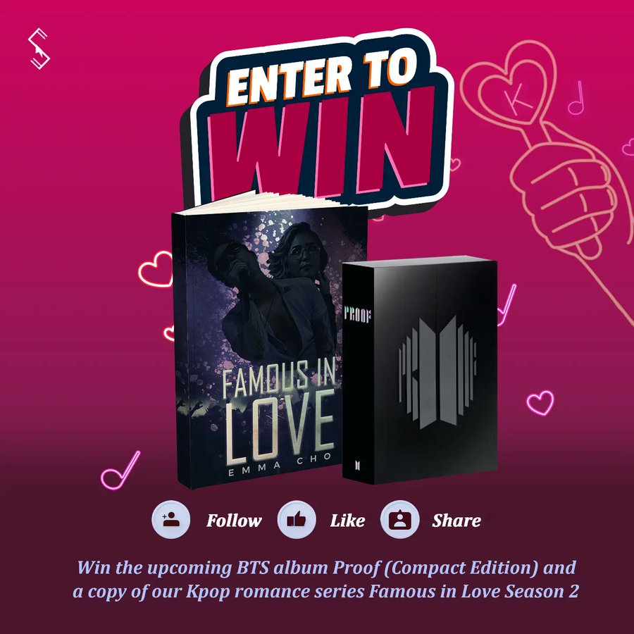 EmmaCho39584428's tweet photo. Eligibility: 
All K-pop fans are eligible to enter this contest
There will be only one winner who will receive the Standard Edition of the #BTS_Proof album &amp; a copy of our K-pop series Famous in Love. 
The winner will be announced on the 3rd of June on our social media. https://t.co/OmE9G6aVDy