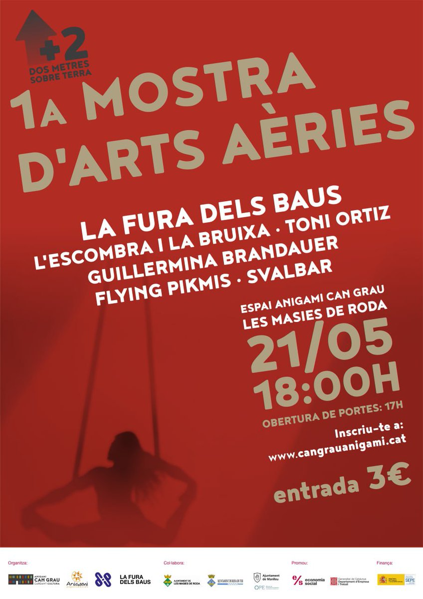 eliselisenda's tweet photo. 📣 PROJECTE NOU
Tinc la sort de ser part d'un projecte bonic amb gent molt bonica 👉 Has sentit a parlar de Cardant Cultura? Vine a la 1ª Mostra d'Arts Aèries per viure-ho en 1ª persona 🤩 
📅 21/05 a partir 17h
📍Can Grau - Masies de Roda
👉 Info: https://t.co/WhptmU8nHJ 
🎟️3€ https://t.co/dwKe7MKgjF
