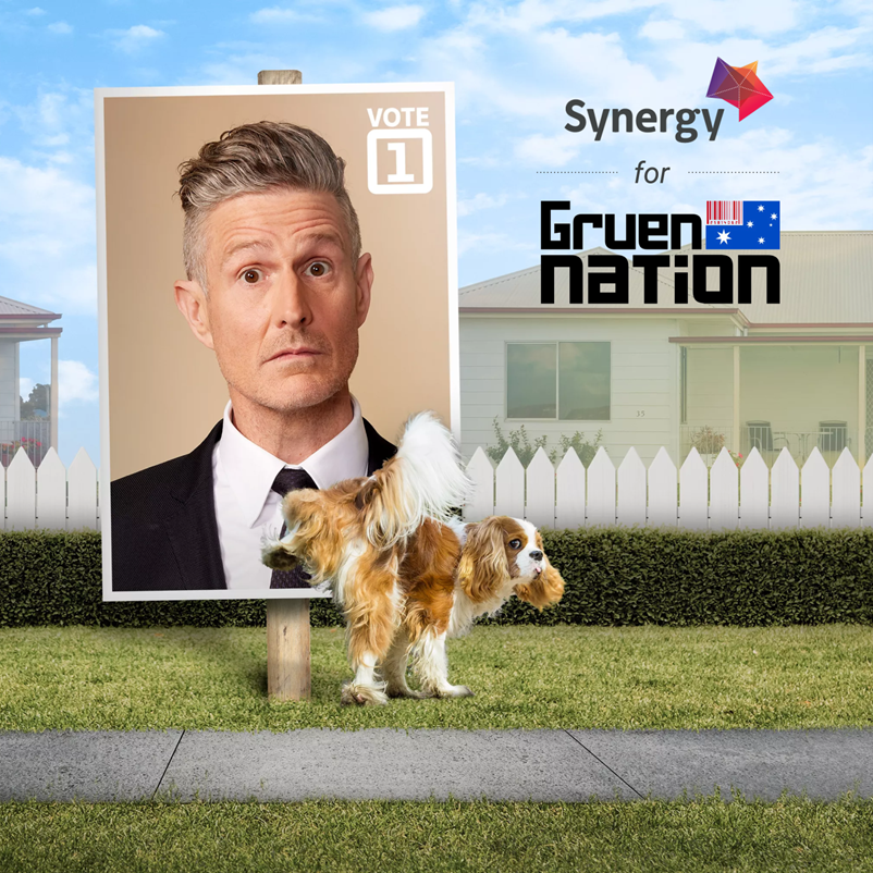 Have you heard? Our #creativexpeople team will be back on ABC’s Gruen for the political spin-off Gruen Nation. Watch us sell the unsellable on 18 May from 8pm.  synergygroup.net.au/synergy-gruen-…
<a href="/GruenHQ/">The Gruen Team</a> #GruenNation #SynergyGroup