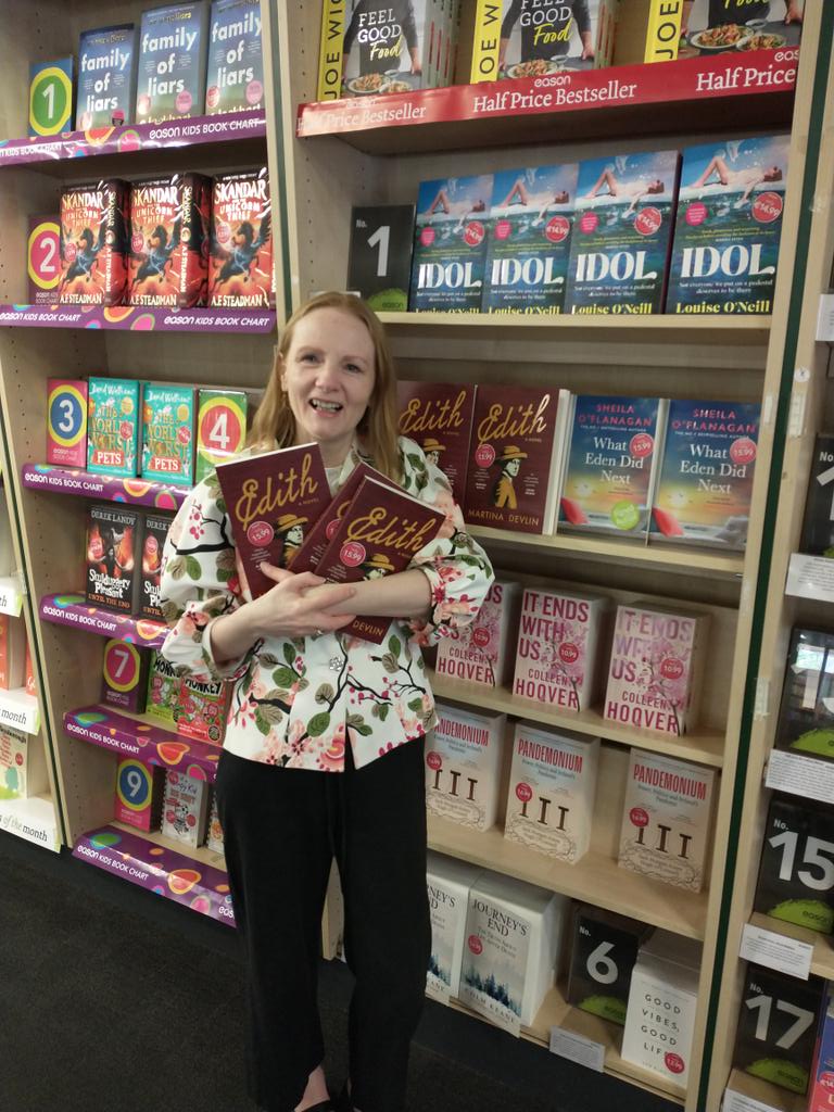 DevlinMartina's tweet photo. Mine all mine! Oh no wait I'm meant to want other people to buy them. #Edith copies signed and ready for #SomervilleandRoss #IrishRM #HistoricalFiction fans in @eason #DunLaoghaire branch @LilliputPress https://t.co/hEFCHhAYhP