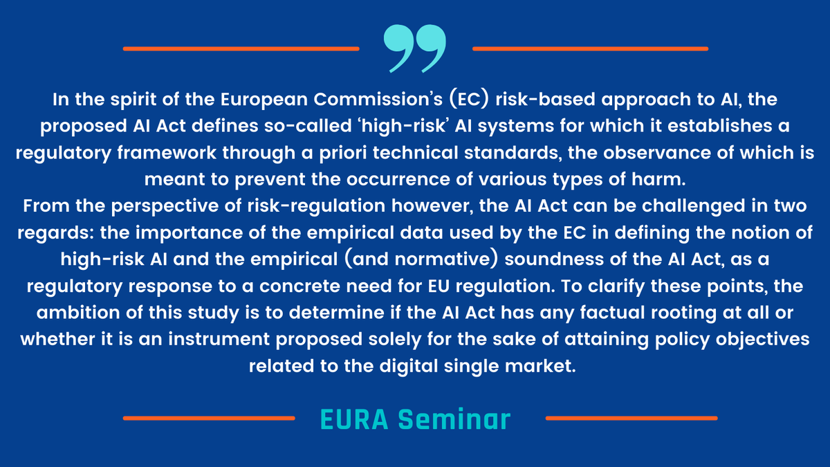 eura_of's tweet photo. #SAVEtheDATE, on May #20th, @LjupchoILS will hold a seminar for @eura_of to present the paper "Of Hypothesis and Facts: The Curious Origins of the EU's #Regulation of #HighRiskAI"
When: h 2.30p.m. - 4.30p.m.
Where: Aula 8, @ScuolaSantAnna
Teams: https://t.co/HezbrfLzgK https://t.co/oqhEmUDFWg