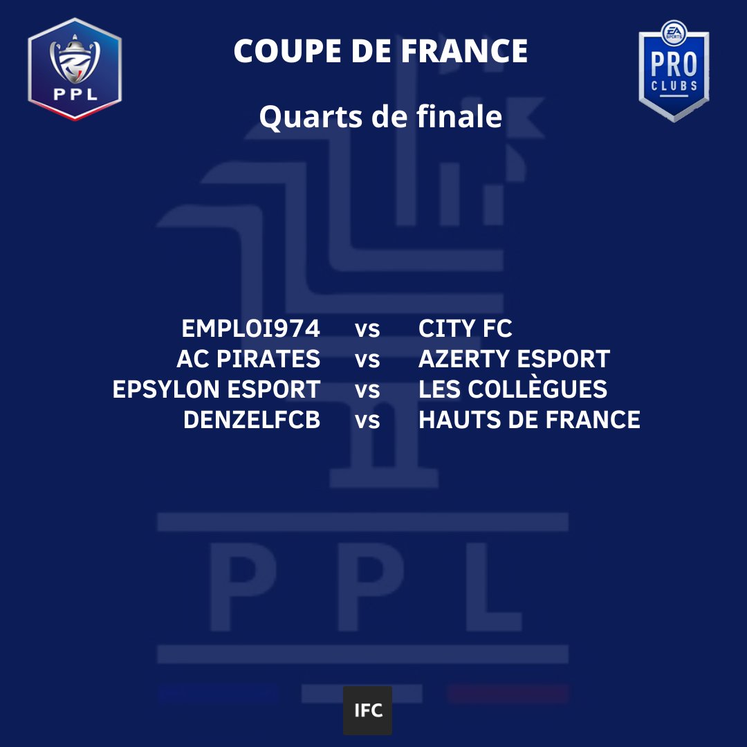 Ligue_PPL's tweet photo. 🇫🇷PPL CUP🇫🇷
Voici le résultat du tirage au sort des 1/4 de finale de la #PPLCUP (S10)
Bonne chance a tous 👊
#esports #FIFA22 #france #ps4 #LiguePPL #ClubPro @RTduCP @rtducp1 @ClubPro_FR @ILOVEPROCLUB1 @GamingRTweeters @GamingRoomSAS @IFC_Project @Migraf591 https://t.co/U2hFBnycXv