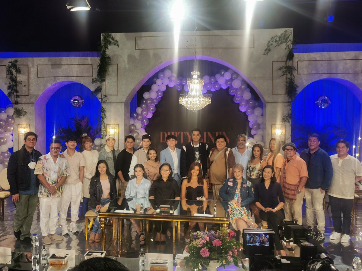 ABSCBNNews's tweet photo. @mjfelipe PHOTO: The whole cast of 'Dirty Linen' with Dreamscape Head Deo Endrinal, Star Magic Head Laurenti Dyogi and ABS-CBN COO Cory Vidanes during the story conference. 

Not in the photo: Veteran TV Host-actress Tessie Tomas, Nanding Josef &amp; Epy Quizon will also join the project. https://t.co/05rfR6jHdI
