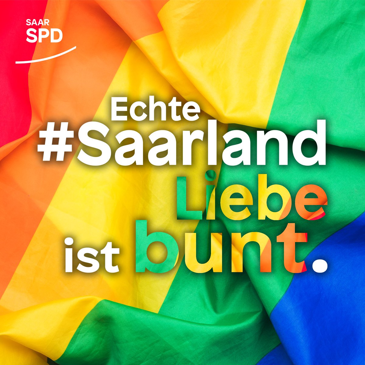 Echte #Saarlandliebe ist bunt! ❤️🧡💛💚💙Deshalb setzen wir uns gegen Diskriminierung und für echte gesellschaftliche Gleichstellung ein. Im Saarland, in Deutschland und weltweit. #IDAHOBIT