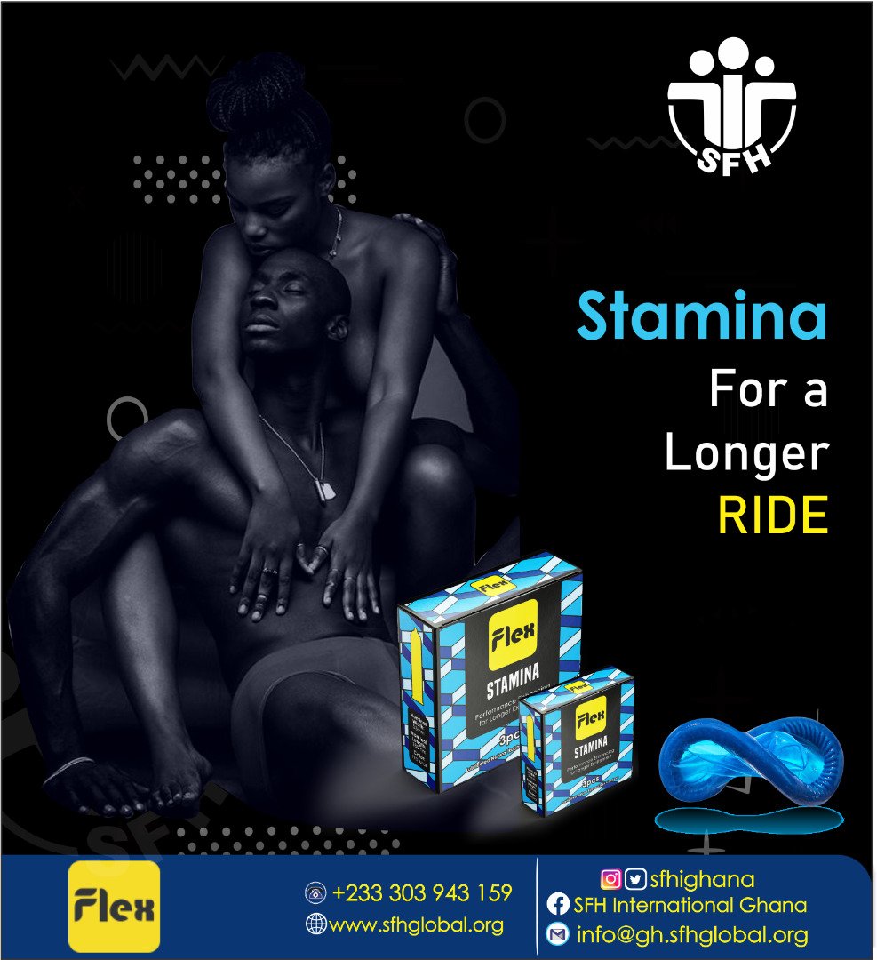 Are you in for the #longhaul?
Then choose #flexcondoms STAMINA!
Available on <a href="/JumiaGhana/">Jumia Ghana</a>
#𝙄𝙛𝙀𝙣𝙤𝙗𝙚𝙁𝙡𝙚𝙭𝘼𝙗𝙚𝙜𝙁𝙤𝙧𝙜𝙚𝙩
#Sfhighana 
#healthylivesforall