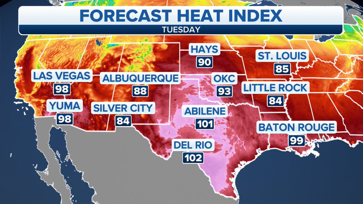 JaniceDean's tweet photo. Severe storms are expected to pop up across the Central Plains today while the heat is the big story for the South. Strong storms have exited the East Coast making way for a beautiful day, and all #PrimaryStates are expecting mostly clear skies and comfortable temperatures. https://t.co/Fwkwecl79u