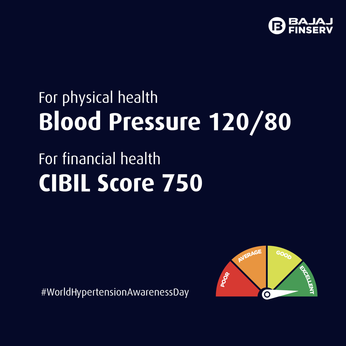 Bajaj_Finserv's tweet photo. When was the last time you checked your BP? What about your CIBIL score?
Be aware of your physical health and take charge of your financial health - not just today, but every day.
#WorldHypertensionAwarenessDay #BajajFinserv #BajajFinance #KnowYourCIBILScore https://t.co/tlXiJPJoLj