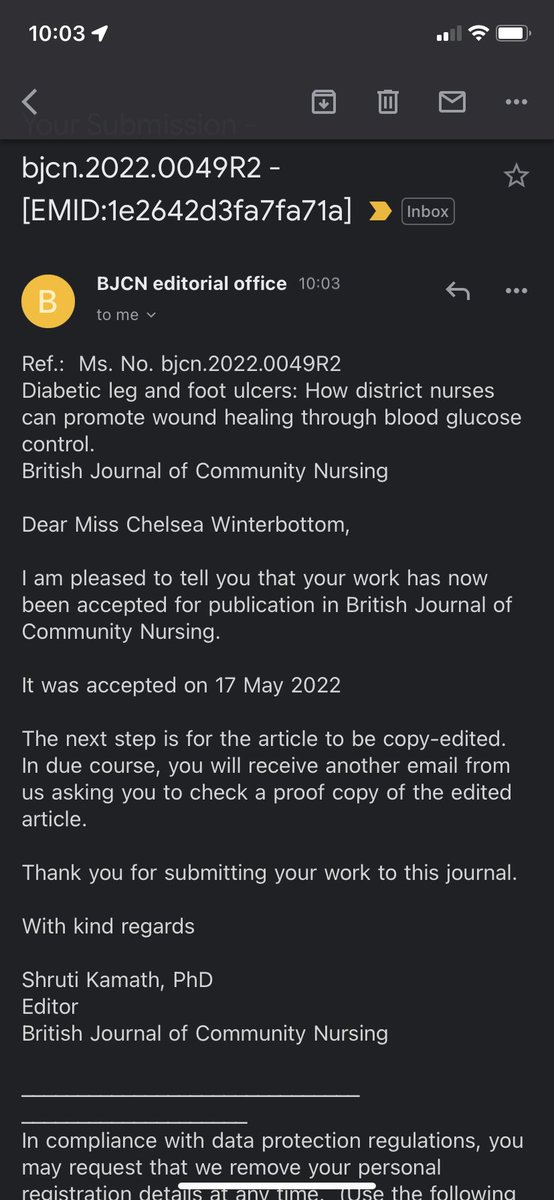 Never in a million years did I think I would have my own work accepted for publication in a journal!🎉🤯 Thank you @Louisederham15 for believing in me! @DNManMet @StockportDNs @BJCommunityNurs @edwards_dn @DonnaDdavenport @TheQNI