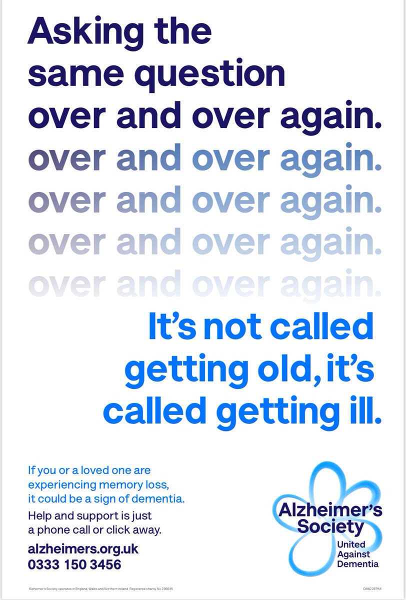 Addison Community Champions (@addisonchamps) on Twitter photo "It's not called getting old, it's called getting ill"
If you or a loved one are experiencing memory loss, it could be a sign of dementia. 
Help and support is just a phone call or click away:
alzheimers.org.uk
0333 150 3456
 #DementiaActionWeek 
@masbrocentre "It's not called getting old, it's called getting ill"
If you or a loved one are experiencing memory loss, it could be a sign of dementia. 
Help and support is just a phone call or click away:
alzheimers.org.uk
0333 150 3456
 #DementiaActionWeek 
@masbrocentre