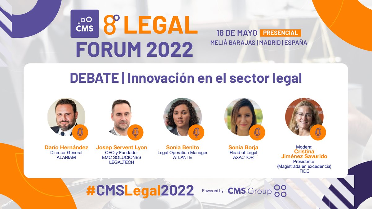 emc_sj's tweet photo. Mañana, miércoles 18 de mayo, nuestro CEO 
@josepservent participará en este interesante #debate  en el que, junto con otros expertos en la materia, debatirán sobre la #innovación  en el sector #legal , en el marco del #CMSLegal2022 organizado por  @CMSPeople https://t.co/07zc6aAbQ8