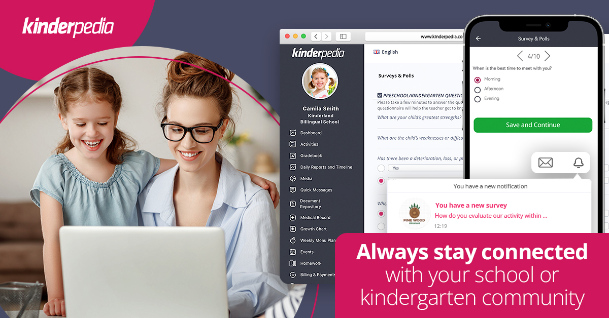 🔄 A community that decides together, thrives together. 
🔴 Kinderpedia helps you take the pulse of your community with the Surveys module. 👇🏻
 
#ConnectedEducation #InvolvedParents #InspiringTeachers #InnovationInEducation #Surveys