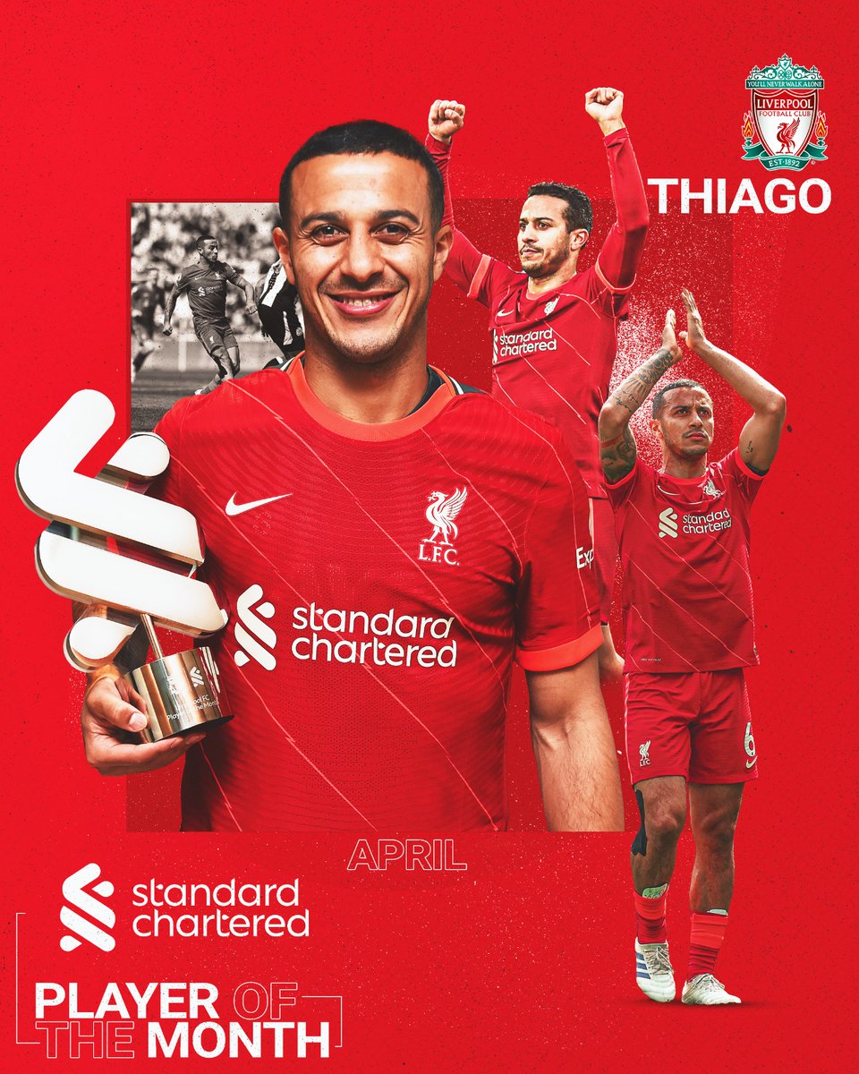 LFC's tweet photo. 🪄 @Thiago6 🪄

Your @StanChart Player of the Month for April! 👏 https://t.co/vVSP1aQAEf
