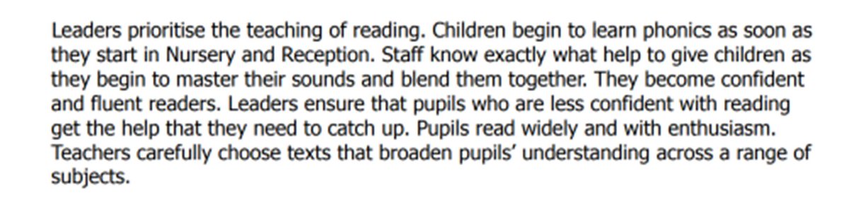 Look at these amazing OfSTED comments about reading at our partner school <a href="/BedmondAcademy/">Bedmond Academy</a> 
😍