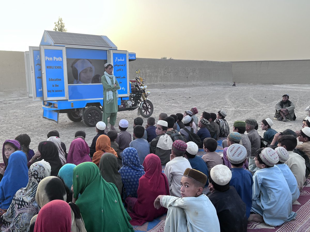 Today is a historic Penpath initiative in Kandahar!
  Pen path opened pen path Mobile School and Library with the support of Afghan people.
  This is for children in areas where is no school and no teacher.
Great job dear @matiullahwesa we are proud of you.
#penpathMobileSchool